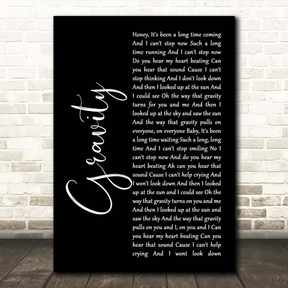 Embrace Gravity Black Script Song Lyric Print