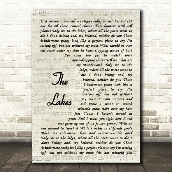 Taylor Swift The Lakes Vintage Script Song Lyric Wall Art Canvas Framed Print