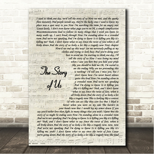 Taylor Swift The Story of Us Vintage Script Song Lyric Wall Art Canvas Framed Print