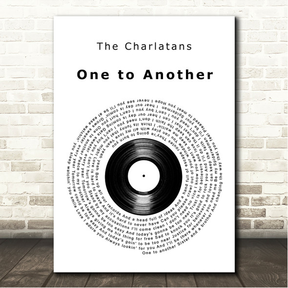 The Charlatans One to Another Vinyl Record Song Lyric Wall Art Canvas Framed Print