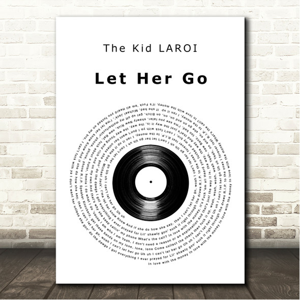 The Kid LAROI Let Her Go Vinyl Record Song Lyric Wall Art Canvas Framed Print