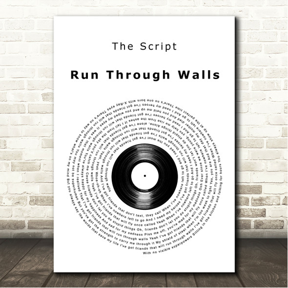 The Script Run Through Walls Vinyl Record Song Lyric Wall Art Canvas Framed Print