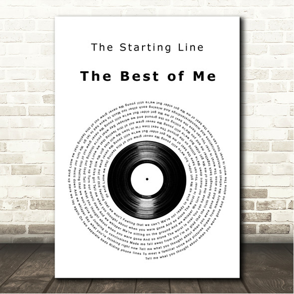The Starting Line The Best of Me Vinyl Record Song Lyric Wall Art Canvas Framed Print