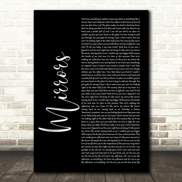 Justin Timberlake Mirrors Black Script Song Lyric Wall Art Print