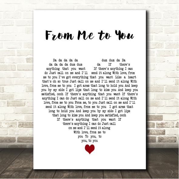 The Beatles From Me to You White Heart Song Lyric Wall Art Canvas Framed Print