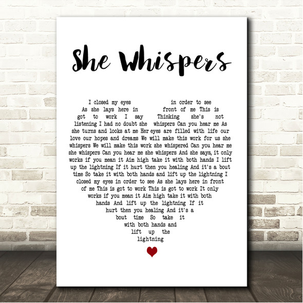 The Dunwells She Whispers White Heart Song Lyric Wall Art Canvas Framed Print