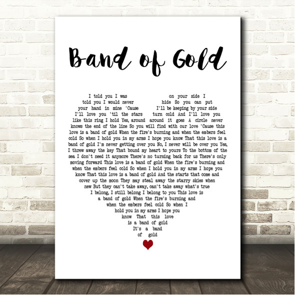 The Gray Havens Band of Gold White Heart Song Lyric Wall Art Canvas Framed Print