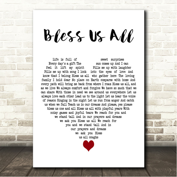 The Muppets Bless Us All White Heart Song Lyric Wall Art Canvas Framed Print