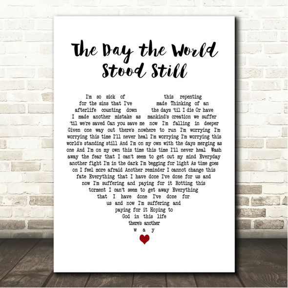 The Raven Age The Day the World Stood Still White Heart Song Lyric Wall Art Canvas Framed Print