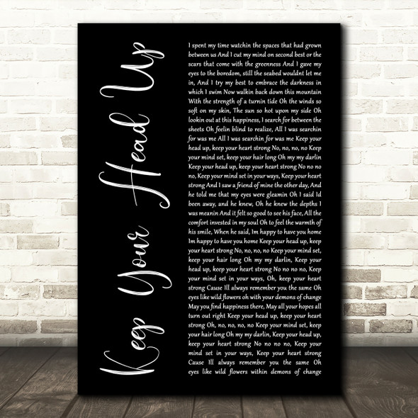 Ben Howard Keep Your Head Up Black Script Song Lyric Wall Art Print