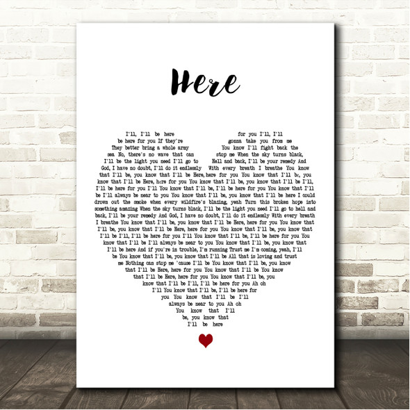 Tom Grennan Here White Heart Song Lyric Wall Art Canvas Framed Print