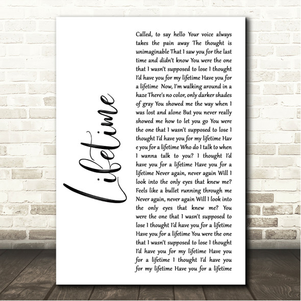 Three Days Grace Lifetime White Script Song Lyric Wall Art Canvas Framed Print