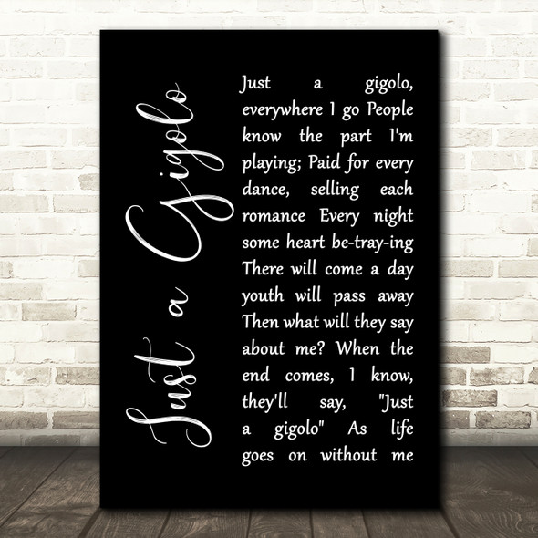 Louis Armstrong Just a Gigolo Black Script Song Lyric Wall Art Print