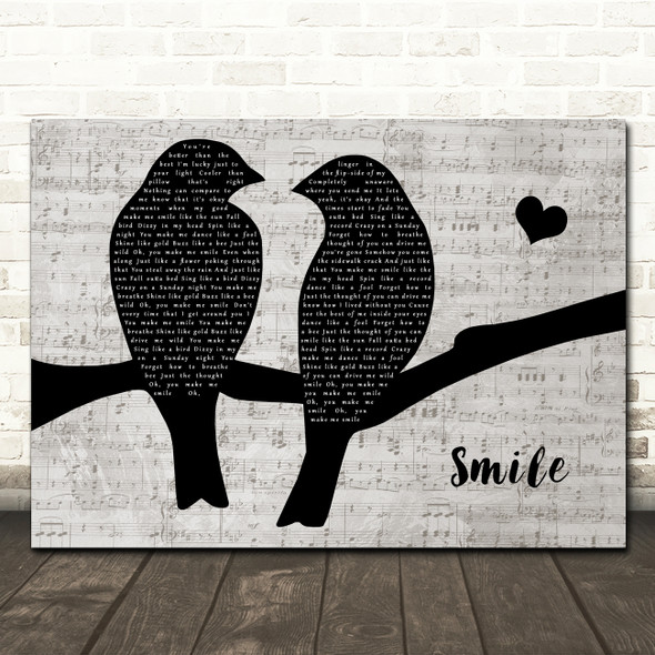 Uncle Kracker Smile Lovebirds Music Script Song Lyric Wall Art Canvas Framed Print