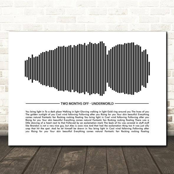 Underworld Two Months Off Sound Wave Minimal Song Lyric Wall Art Canvas Framed Print