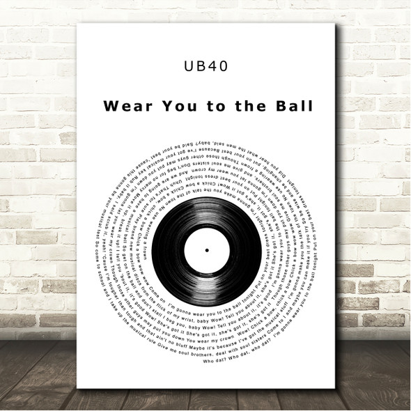 UB40 Wear You to the Ball Vinyl Record Song Lyric Wall Art Canvas Framed Print