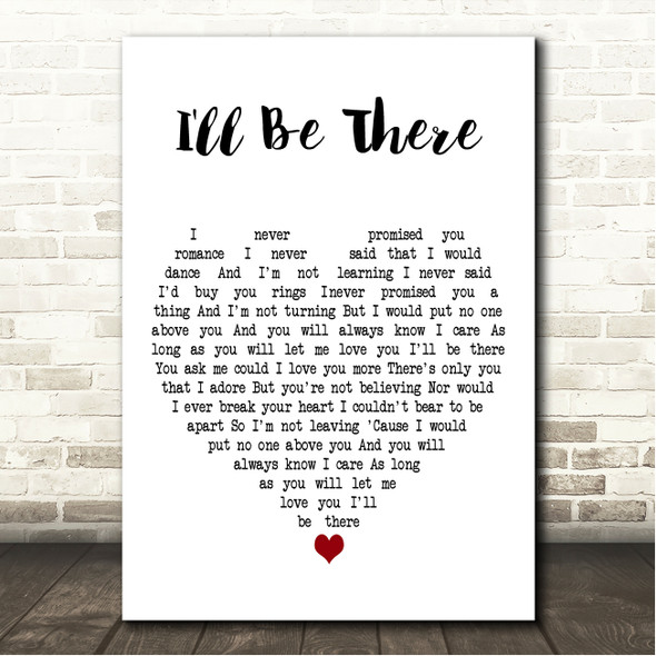 UB40 I'll Be There White Heart Song Lyric Wall Art Canvas Framed Print