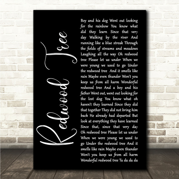 Van Morrison Redwood Tree Black Script Song Lyric Wall Art Canvas Framed Print