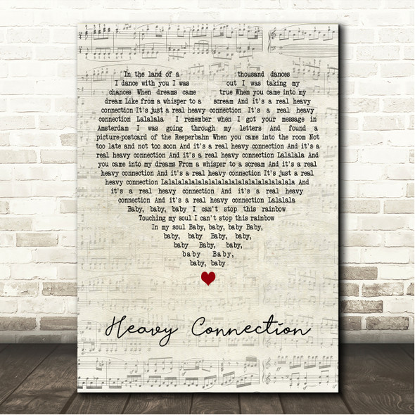Van Morrison Heavy Connection Script Heart Song Lyric Wall Art Canvas Framed Print
