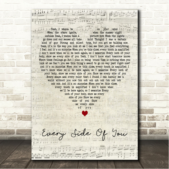 Vance Joy Every Side Of You Script Heart Song Lyric Wall Art Canvas Framed Print