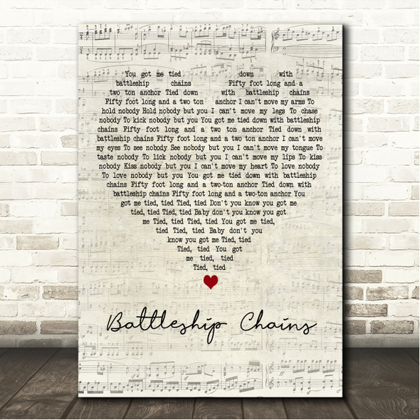 Volbeat Battleship Chains Script Heart Song Lyric Wall Art Canvas Framed Print