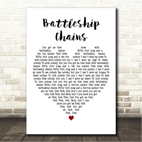 Volbeat Battleship Chains White Heart Song Lyric Wall Art Canvas Framed Print
