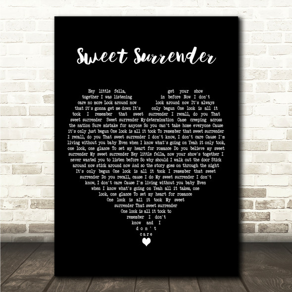 Wet Wet Wet Sweet Surrender Black Heart Song Lyric Wall Art Canvas Framed Print