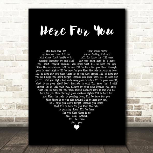 Wilkinson & Becky Hill Here For You Black Heart Song Lyric Wall Art Canvas Framed Print