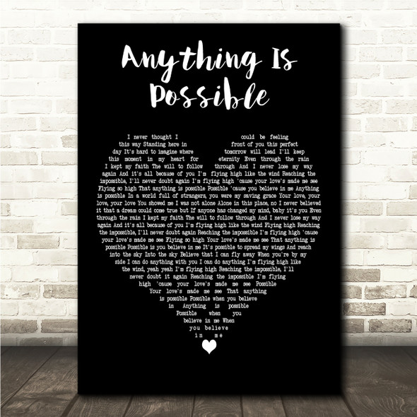 Will Young Anything Is Possible Black Heart Song Lyric Wall Art Canvas Framed Print