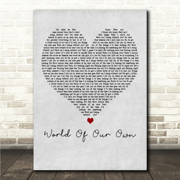 Westlife World Of Our Own Grey Heart Song Lyric Wall Art Canvas Framed Print