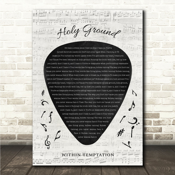 Within temptation Holy Ground Guitar Pick Plectrum Song Lyric Wall Art Canvas Framed Print