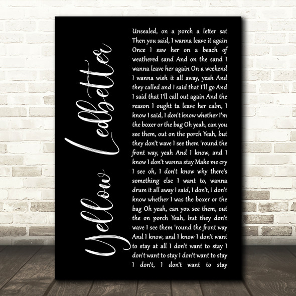 Pearl Jam Yellow Ledbetter Black Script Song Lyric Wall Art Print