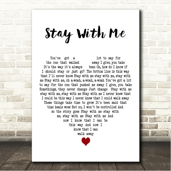 You Me At Six Stay With Me White Heart Song Lyric Wall Art Canvas Framed Print