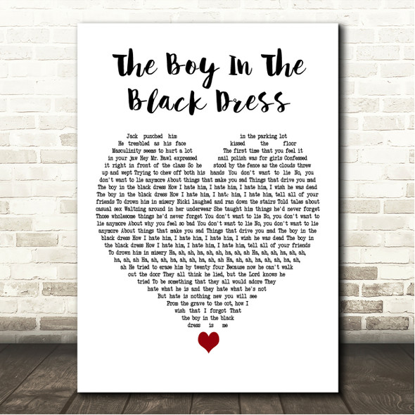 YUNGBLUD The Boy In The Black Dress White Heart Song Lyric Wall Art Canvas Framed Print