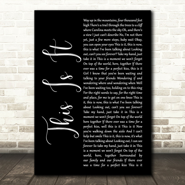 Scotty McCreery This Is It Black Script Song Lyric Wall Art Print