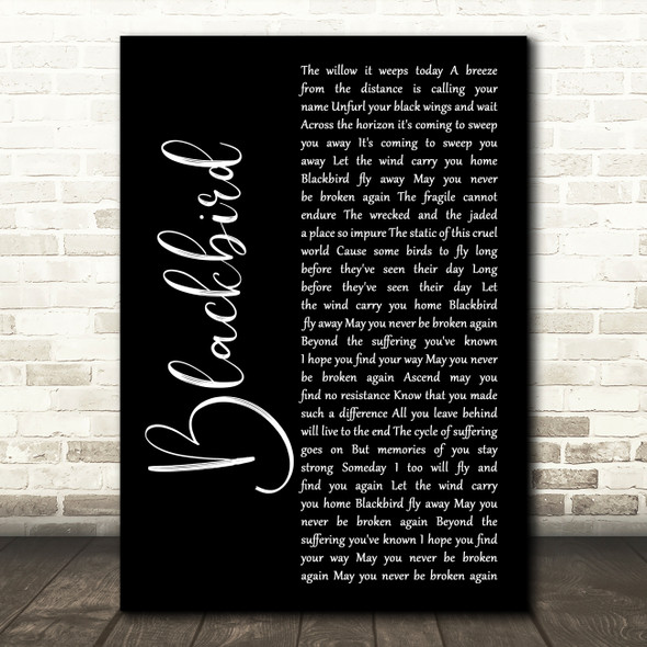 Alter Bridge Blackbird Black Script Song Lyric Wall Art Print