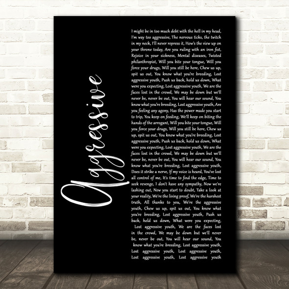 Beartooth Aggressive Black Script Song Lyric Wall Art Print