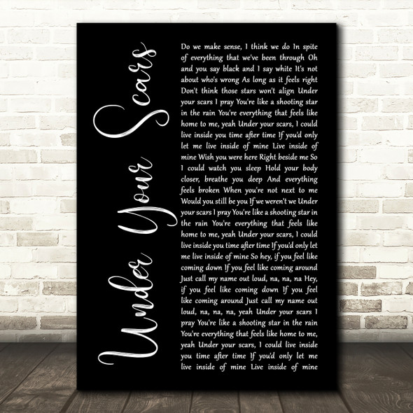 Godsmack Under Your Scars Black Script Song Lyric Wall Art Print