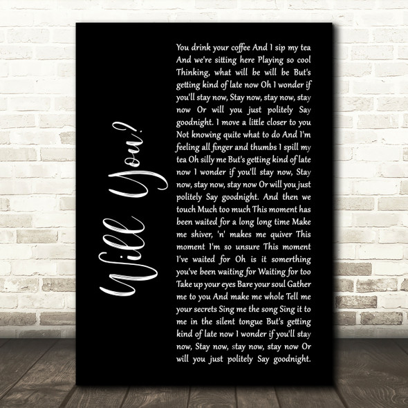 Hazel O' Connor Will You Black Script Song Lyric Wall Art Print