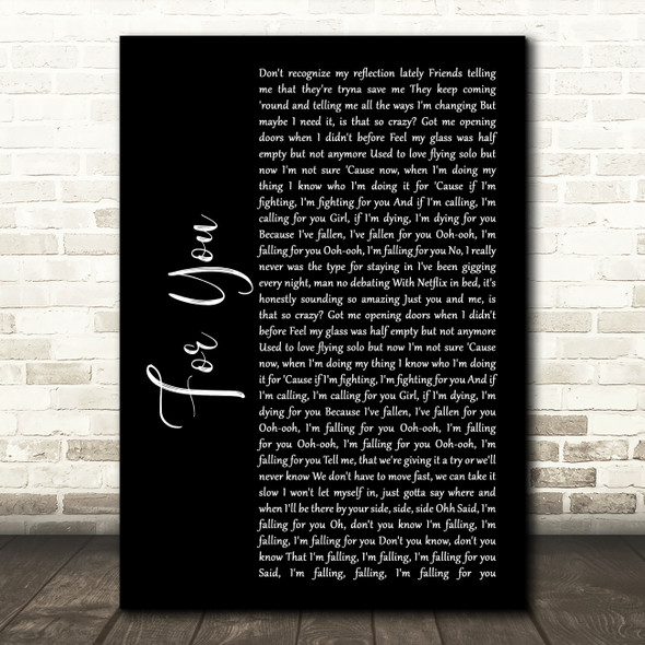 James TW For You Black Script Song Lyric Wall Art Print