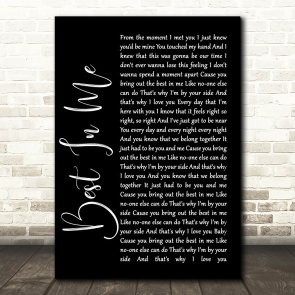 Blue Best In Me Black Script Song Lyric Quote Print