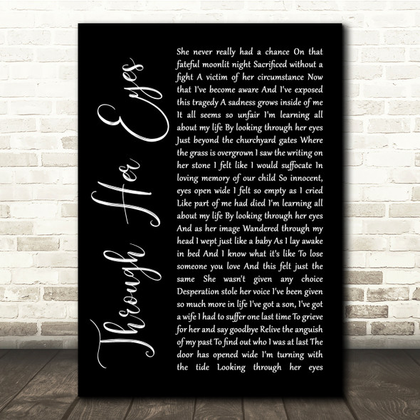 Dream Theater Through Her Eyes Black Script Song Lyric Quote Print