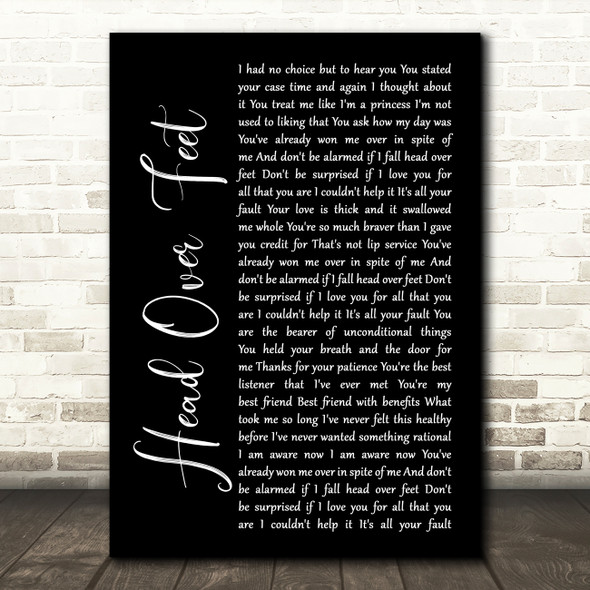 Alanis Morissette Head Over Feet Black Script Song Lyric Quote Print