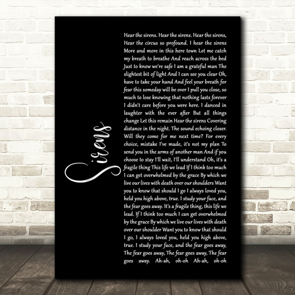 Pearl Jam Sirens Black Script Song Lyric Quote Print
