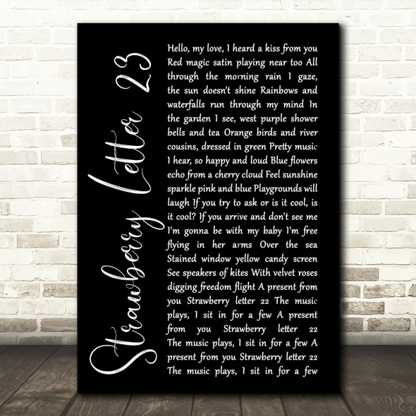 The Brothers Johnson Strawberry Letter 23 Black Script Song Lyric Quote Print