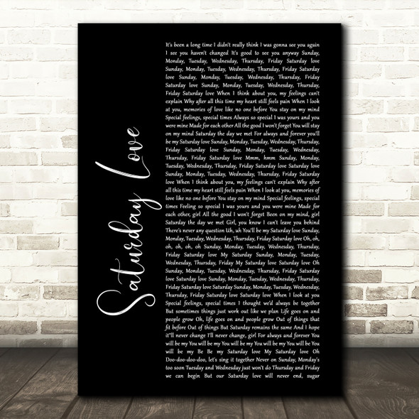 Alexander O'Neal Saturday Love Black Script Song Lyric Print