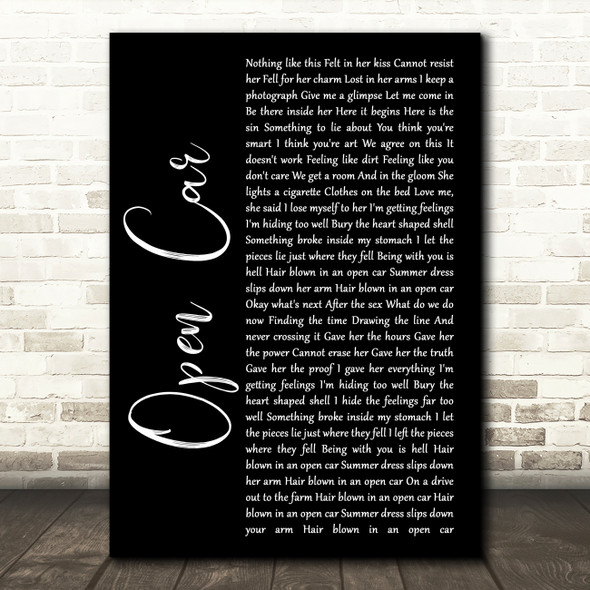 Porcupine Tree Open Car Black Script Song Lyric Print
