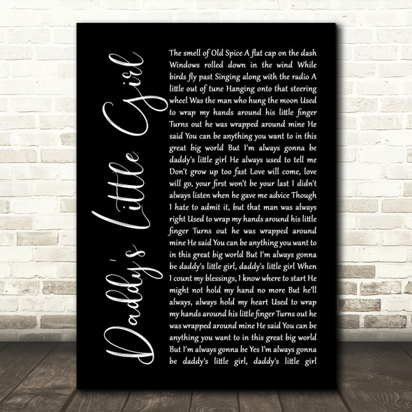 The Shires Daddy's Little Girl Black Script Song Lyric Print