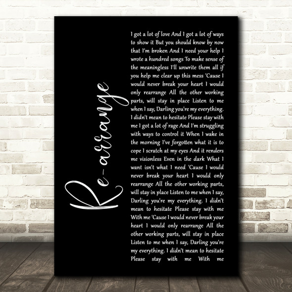 Biffy Clyro Re-arrange Black Script Song Lyric Print