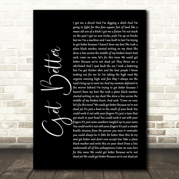 Frank Turner Get Better Black Script Song Lyric Print